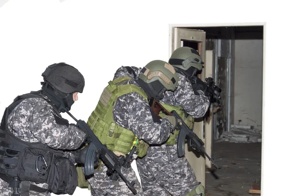 Unidad antiterrorista especial, "tocando puertas" entrada dinámica —  Fotos de Stock