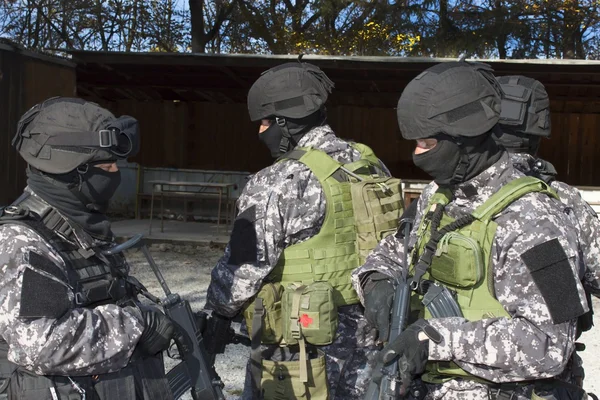 Special anti-terrorist squad, coached at the shooting range — Stock Photo, Image