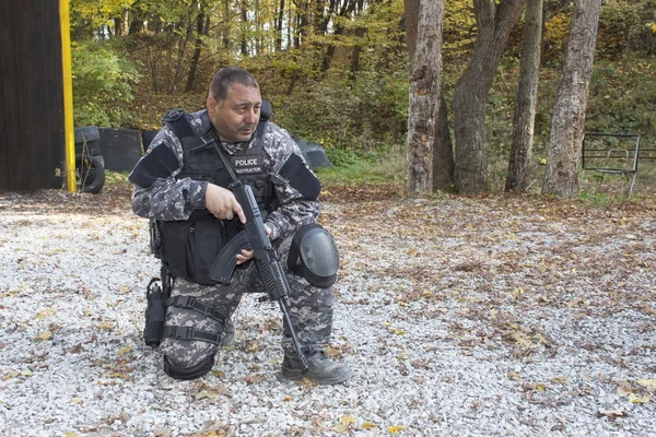 Special anti-terrorist squad, coached at the shooting range — Stock Photo, Image