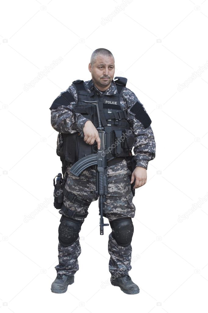 Fight against terrorism, Special Forces soldier, with assault rifle 