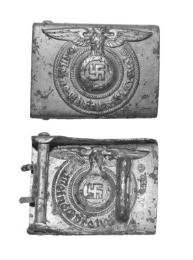 Almanya, İkinci Dünya Savaşı. Muharebe birlikleri (Waffen-Ss) corp tokası. Alüminyum, önde ve arkada, üzerinde beyaz izole