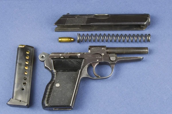 Disassembled gun, weapon Czechoslovak production model, "CZ vz.70 caliber 7.65 mm" — Stock Photo, Image