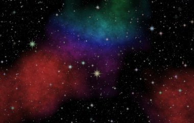 Panoramik derin uzaya arıyorum. Karanlık gece gökyüzüne yıldızlarla dolu. Uzayda Bulutsusu.