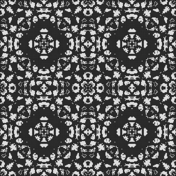 Regelmatige zwart-wit gordijn patroon uitgelijnd in de sector eieren. Halftone rijke patroon illustratie. Abstracte fractal zwarte en witte achtergrond — Stockfoto