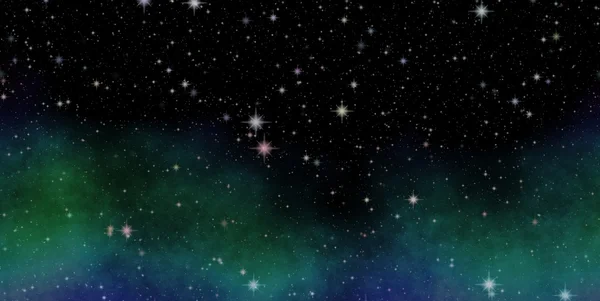 Панорамний погляд у глибокий космос. Темне нічне небо повне зірок. Туманність в космосі . — стокове фото