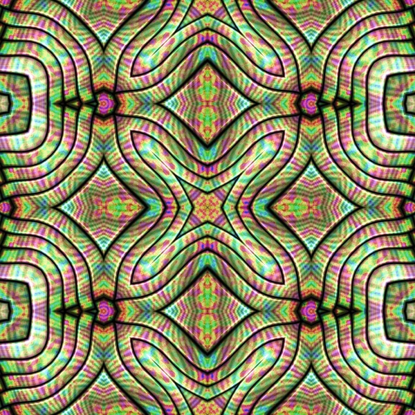 Seamless pattern with abstract motif like a kaleidoscope. Abstract psychedelic kaleidoscope of color in the theme. — Stock Photo, Image