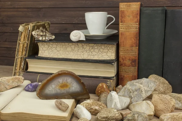 El estudio de la mineralogía. Estudios universitarios. La ciencia de los minerales y las rocas. Preparación para el examen en la Universidad de mineralogía. Trabajos científicos . — Foto de Stock