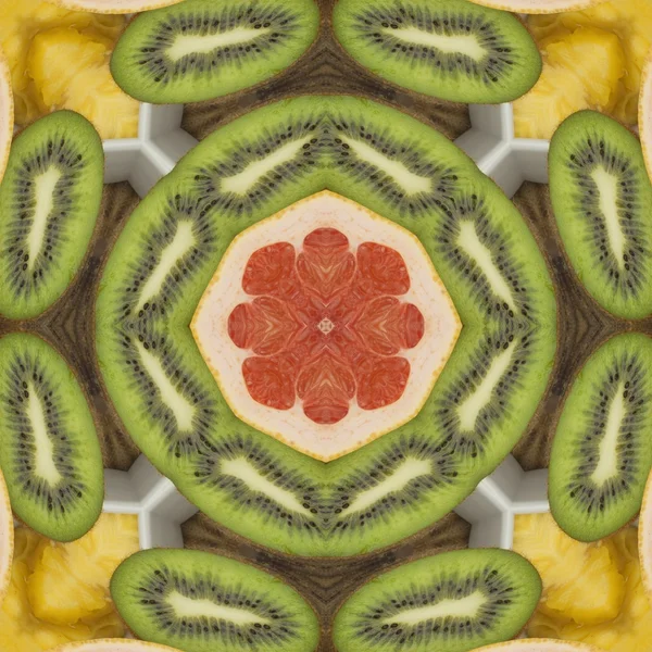 Naadloze structuur die het tafelkleed eetkamer. Het concept van dieet voedsel. Textuur grapefruit en kiwi. — Stockfoto