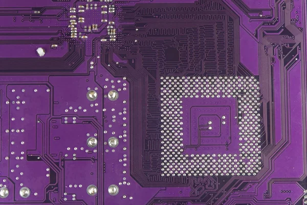 Placa de circuito impresso de Dusty. Closeup de alta tecnologia. — Fotografia de Stock
