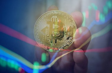 Bitcoin kripto para piyasası, Bitcoin para finansmanı iş grafiği borsasında finansal büyüme ile borsa alım ve satımı broker BTC şifreli para ticareti