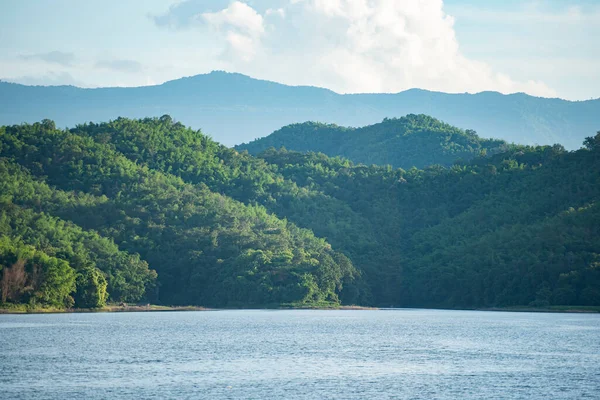 Landscape river mountain view background forest nature, National Park in Thailand beautiful river Sunny day on a calm river in summer