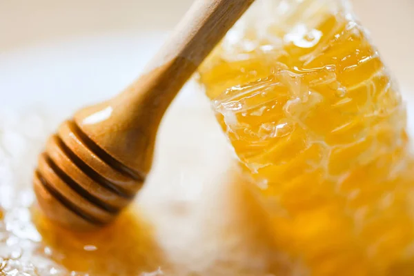 Fresh Honey Honey Bee Healthy Food Yellow Sweet Honeycomb Slice — Stockfoto