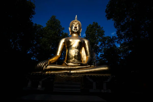 Statue Bouddha Milieu Temple Forêt Sur Montagne Thaïlande — Photo