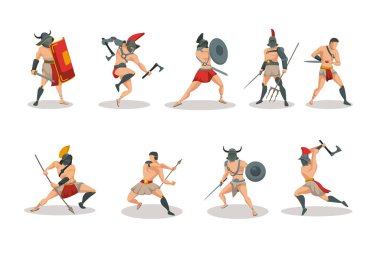 Gladyatörler vektör grafik karikatürü oluşturdular