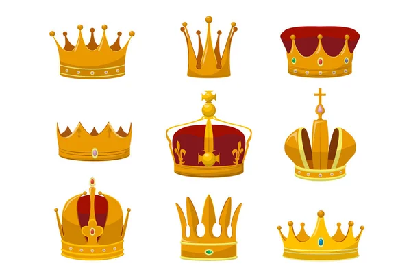 Crown Set Vector Grafische Cartoon — Stockvector