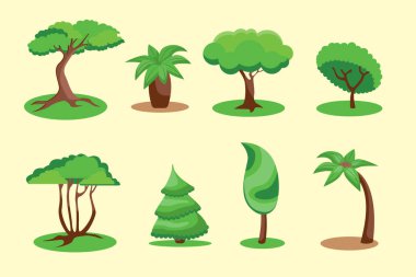 Ağaçlar vektör karikatür çizimi yaptı