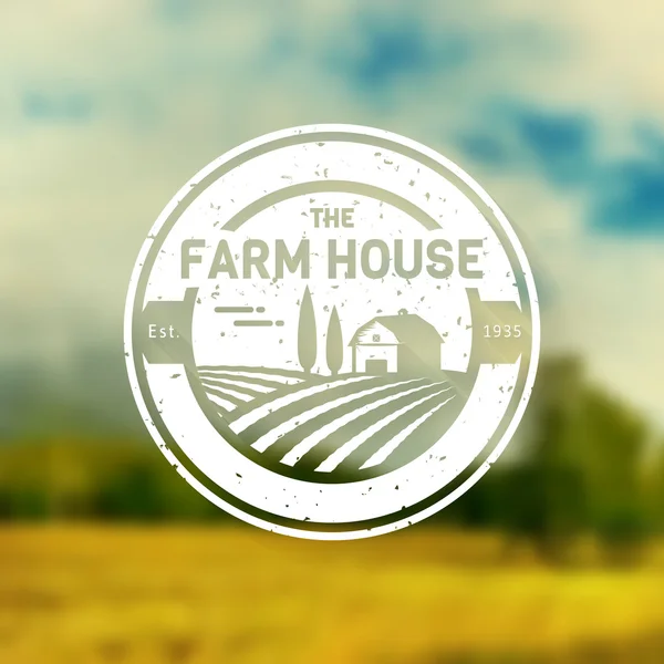 Farm House-Jahrgang-logo. — Stockvektor