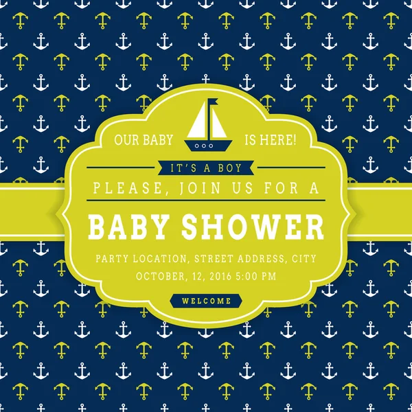 Nautical baby shower card. — Stock Vector