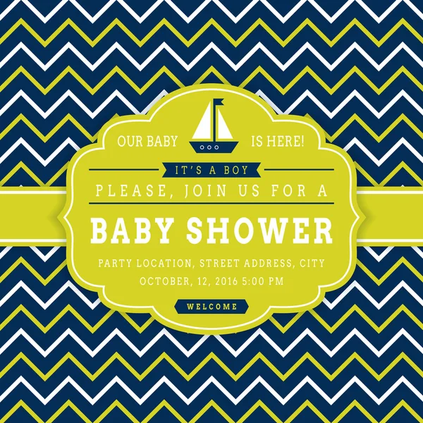 Nautical baby shower card. — Stockvector