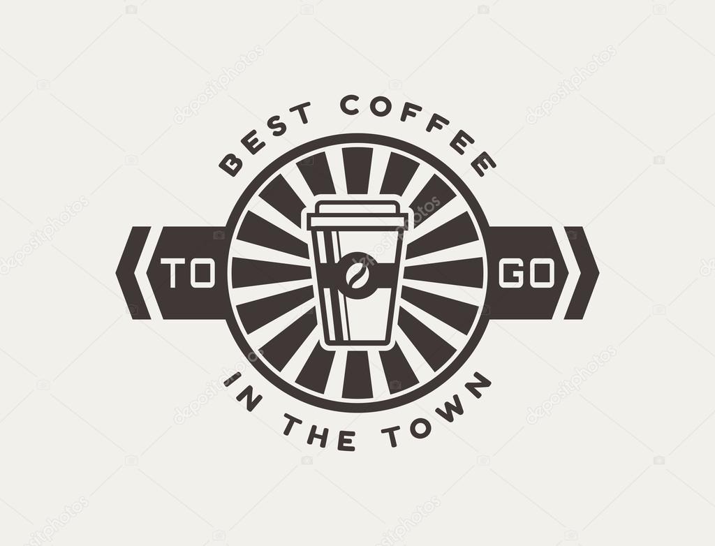 Coffee To Go Logo Best In The Town Template Black And White Colors For Shop Or Cafe Logotype Isolated On Clean Background Coffee To Go Logo Best In The Town Template Black And White Colors For Shop Or Cafe Logotype Isolated On Clean Background