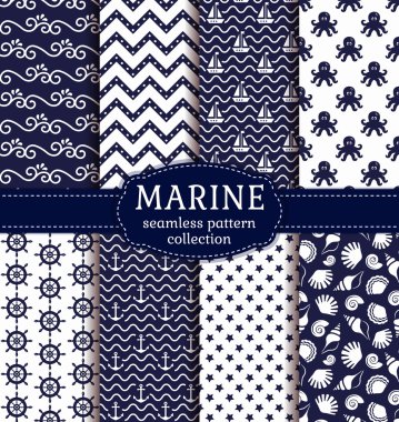 Deniz ve deniz Dikişsiz desen ayarla. 