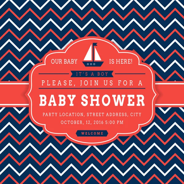 Nautical baby shower card. — Stockvector