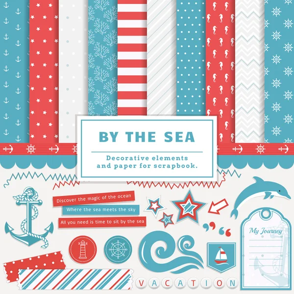 By the sea - scrapbooking kit. — Stock Vector