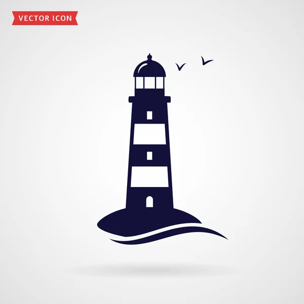 Vuurtoren silhouet pictogram — Stockvector