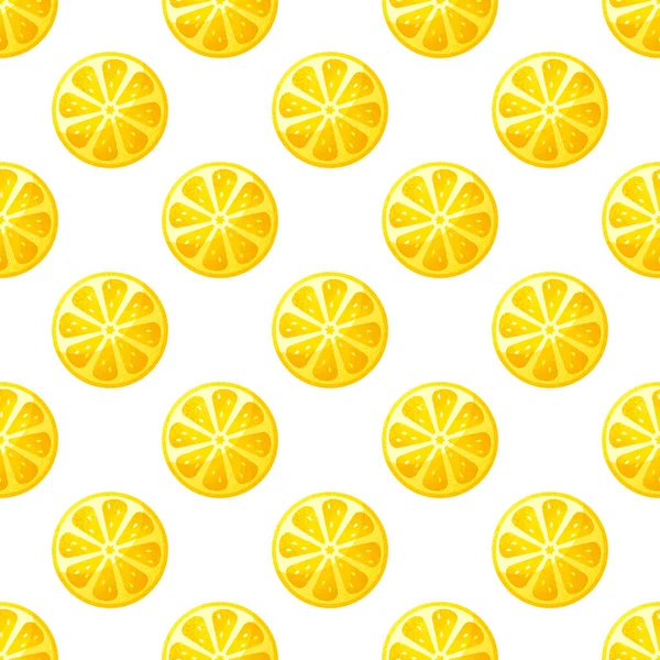 Seamless Pattern Lemon Slices Vector Background Citrus Fruit — Stock Vector