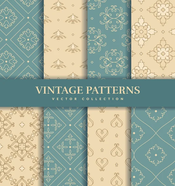 Vintage Seamless Patterns Elegant Abstract Ornaments Vector Set — Stock Vector