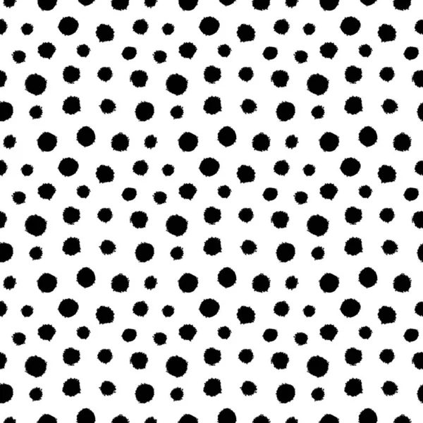 Spotted Seamless Pattern White Black Hand Drawn Background Vector Texture — Stock Vector