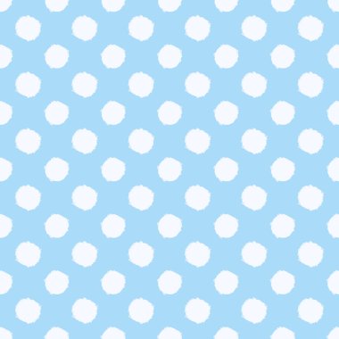 Polka noktasız desen. Beyaz ve mavi benekli arka plan. Vektör el çizimi dokusu.
