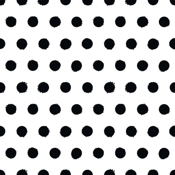 Spotted Seamless Pattern White Black Polka Dot Background Vector Hand — Stock Vector