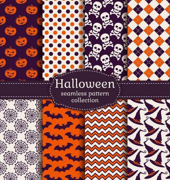 Halloween seamless patterns. Vector set. — Stock Vector