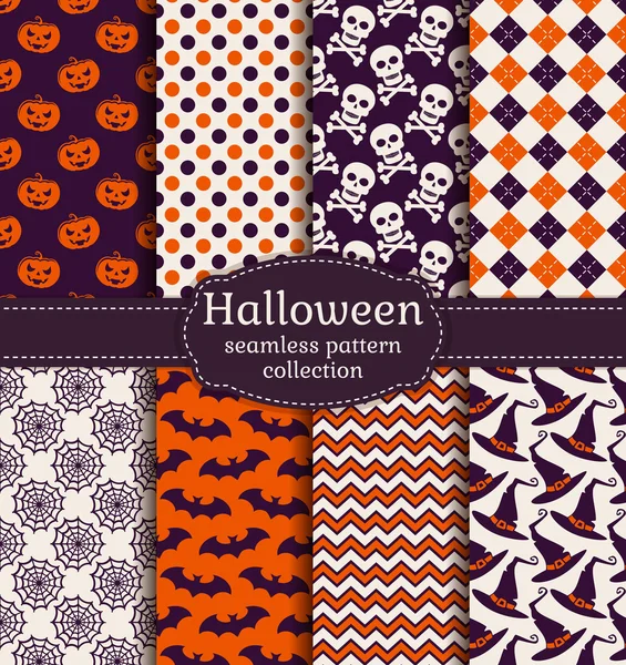 Padrões sem emenda de Halloween. set vector. — Vetor de Stock