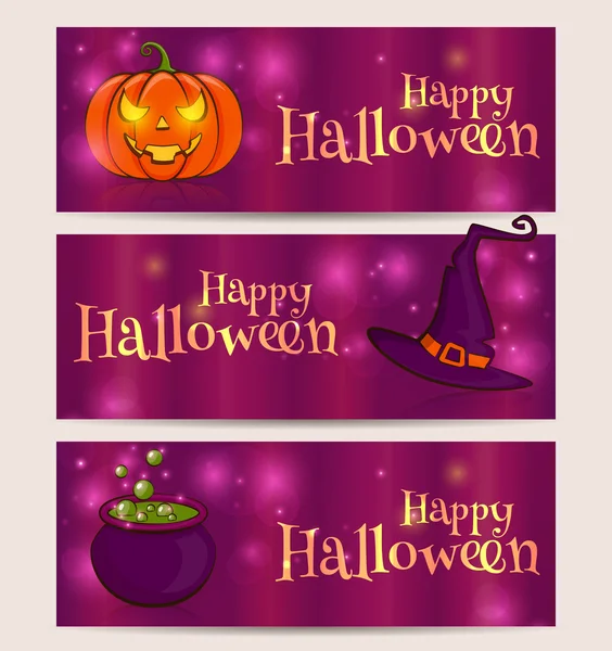 Fijne Halloween! Vector set vakantiebanners. — Stockvector