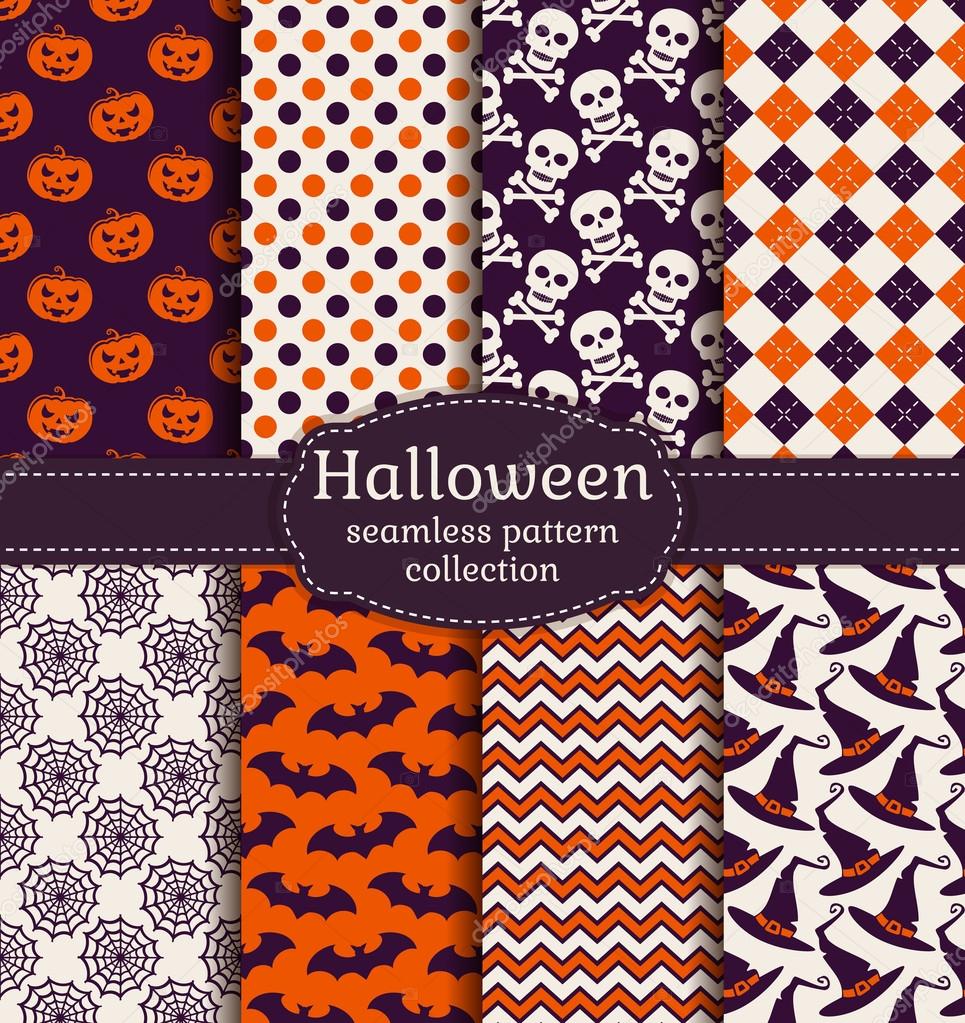 Halloween seamless patterns. Vector set.