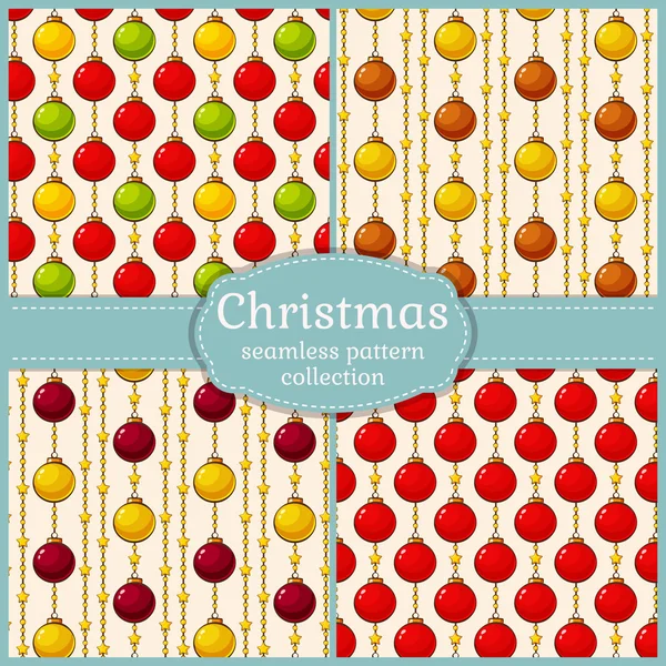Patterns with christmas balls. Seamless backgrounds. Vector set. — Stock Vector