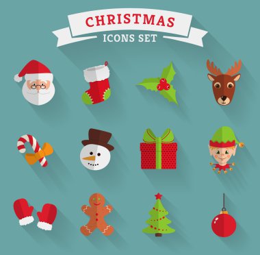 Noel düz simgeler. Vektör set.