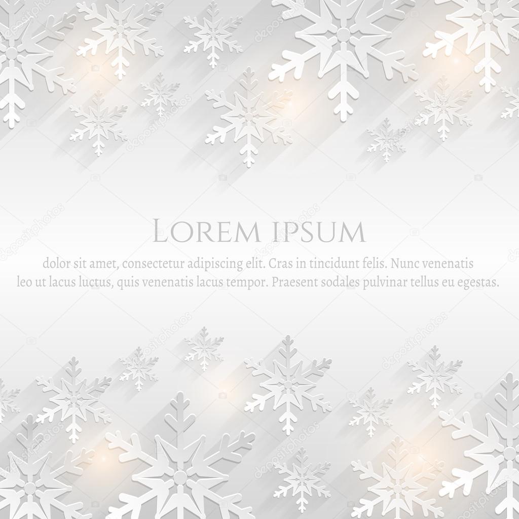 Winter background with snowflakes. Flat vector card.