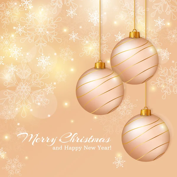 Gratulationskort med julen bollar. Vektor illustration. — Stock vektor