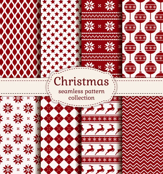 Christmas and winter seamless patterns. Vector set. — Stock Vector