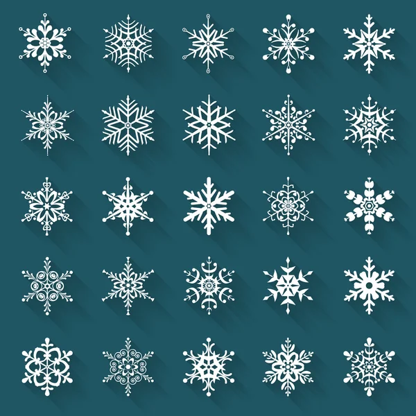 Flache Schneeflocken. Vektor-Icons-Reihe. — Stockvektor