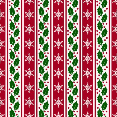 Noel kar taneleri ve holly ile arka plan. Vektör sorunsuz