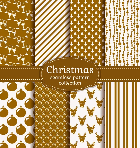 Christmas seamless patterns. Vector set. — Stock Vector