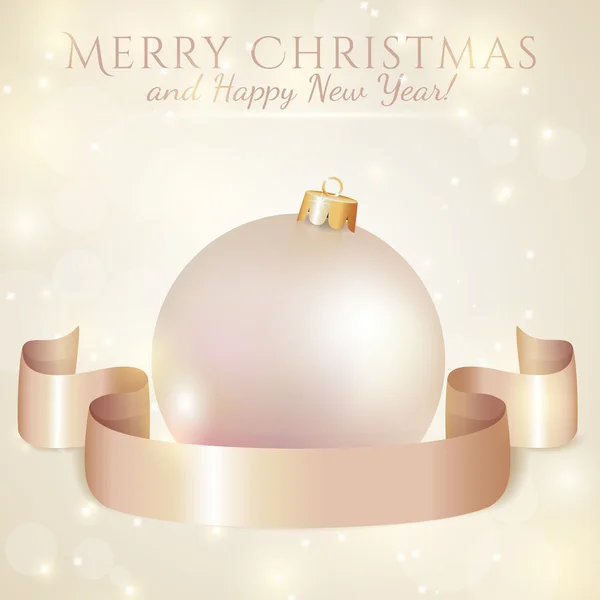 Festliga kort med Christmas ball och band. Vektor illustration — Stock vektor