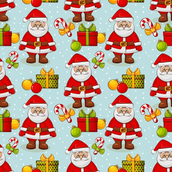 Christmas seamless background with Santa. Vector pattern. — Stock Vector