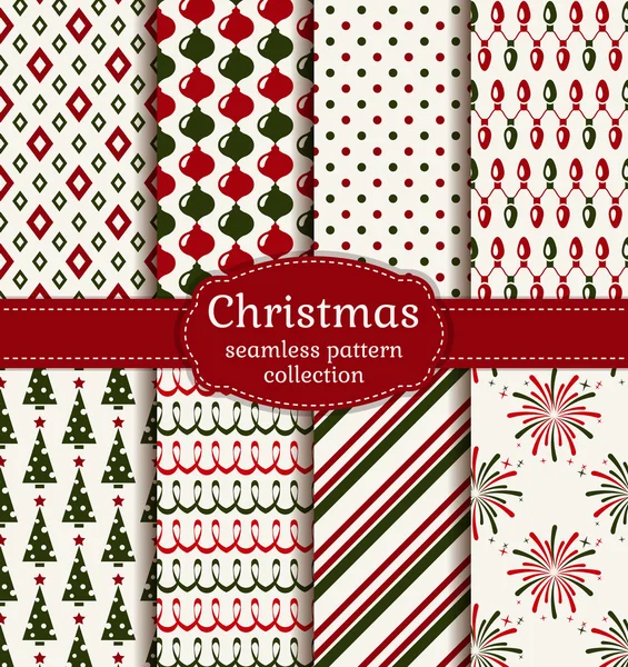 Kerstmis naadloze patronen. Vector set. — Stockvector