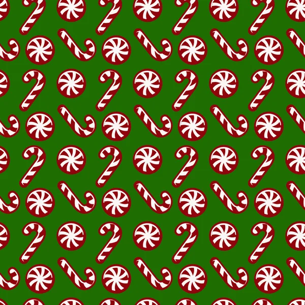 Christmas pattern with candy canes. Vector seamless background. — Stock Vector