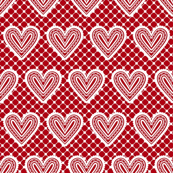 Lace seamless pattern with hearts. Vector illustration. — Stock Vector